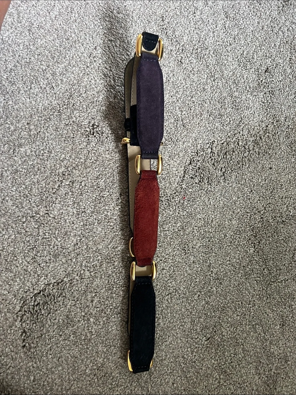 Fossil Genuine Leather Colorblock Suede Belt Gold Hardware Vintage Boho